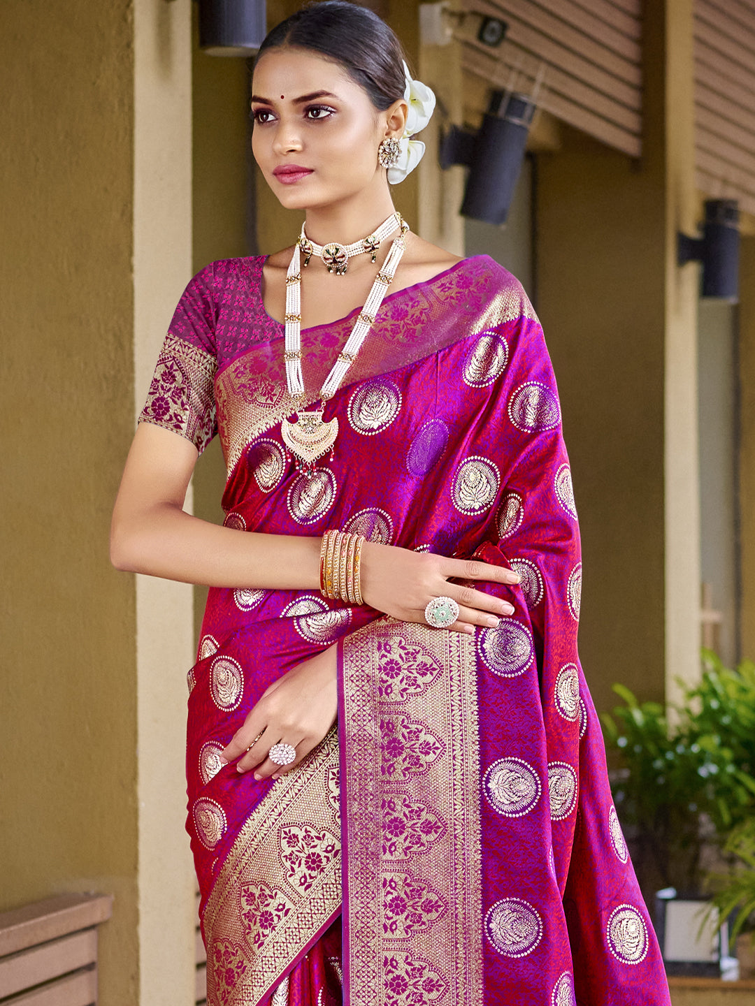 Magenta Pink Silk Saree