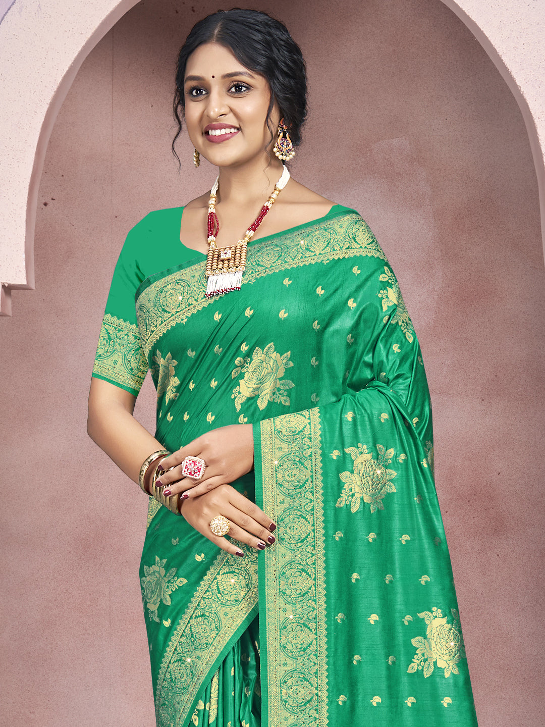 Teal Green Silk Saree