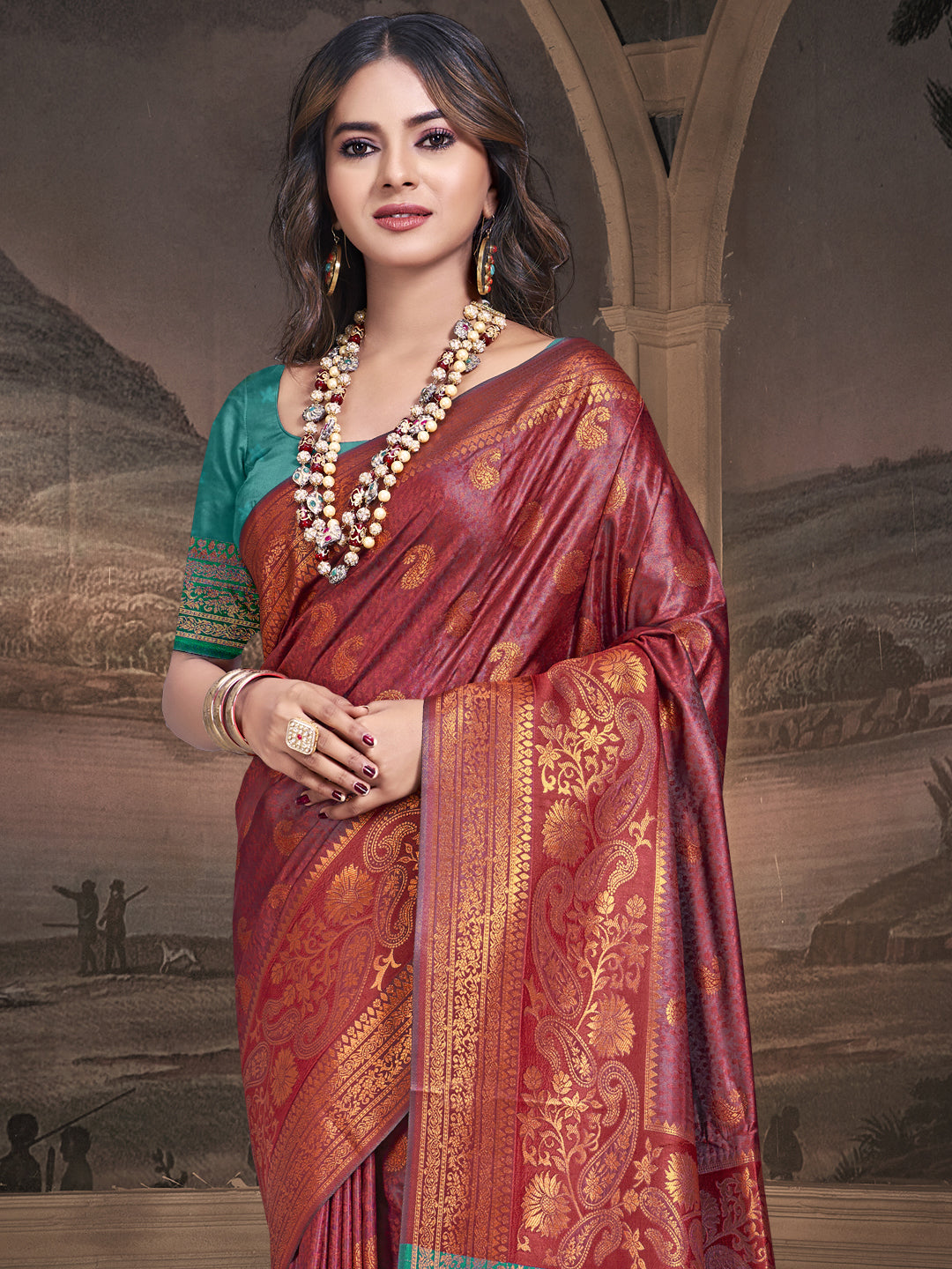 Maroon Silk Saree