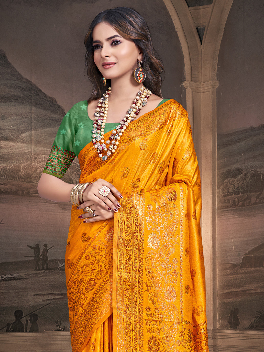 Orange Silk Saree