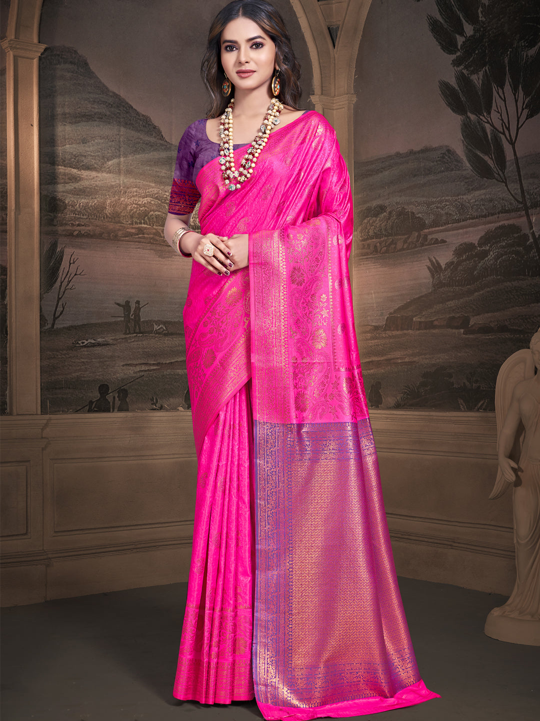 Pink Silk Saree