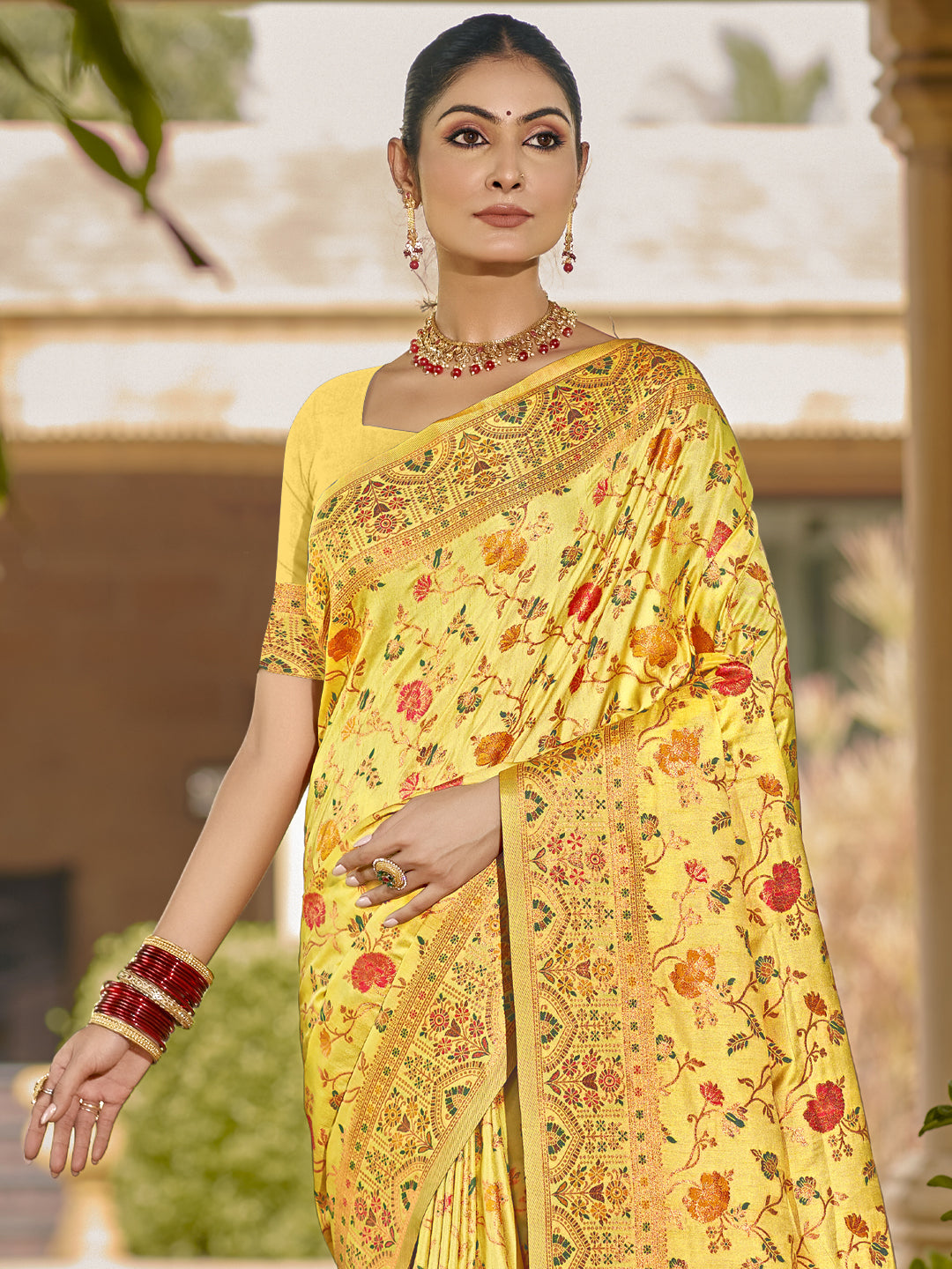 Sangam Yellow Silk Saree