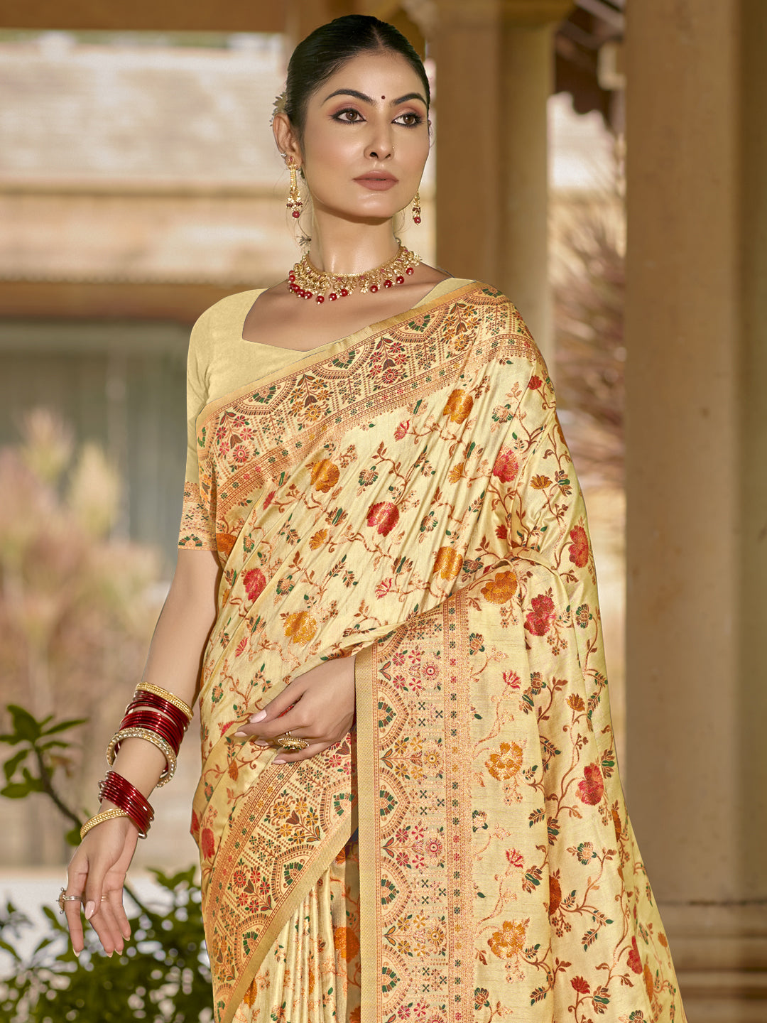 Beige Silk Saree