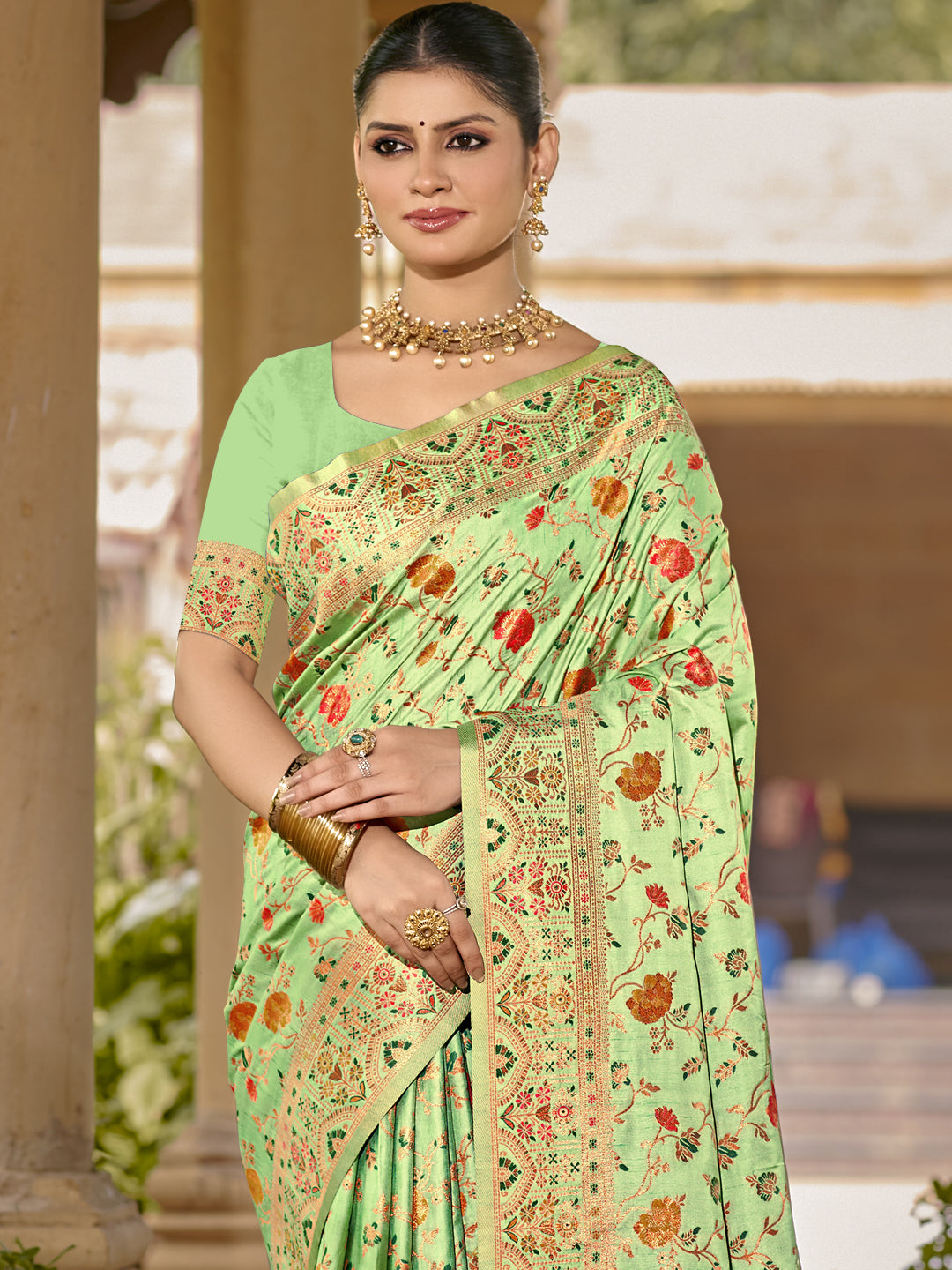 Pista Green Silk Saree