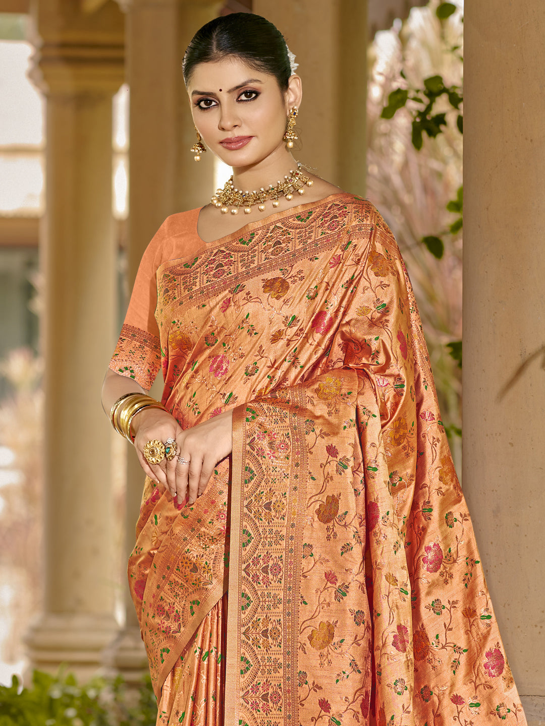 Peach Silk Saree