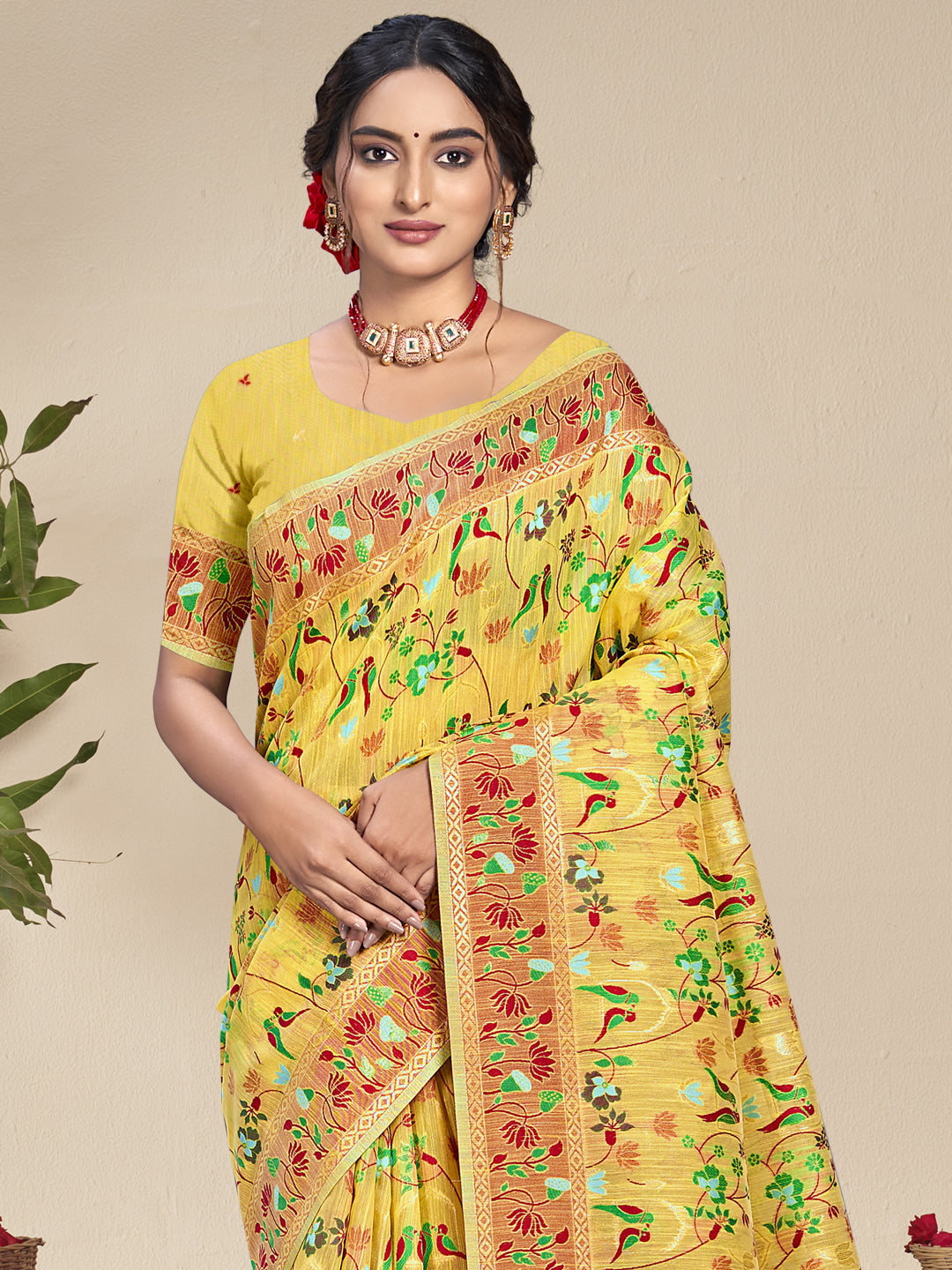 Sangam Yellow Silk Saree