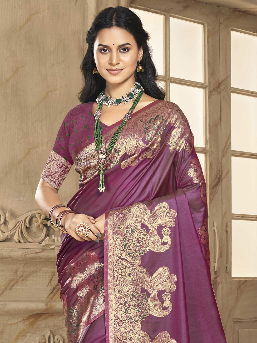 Wine Silk Saree