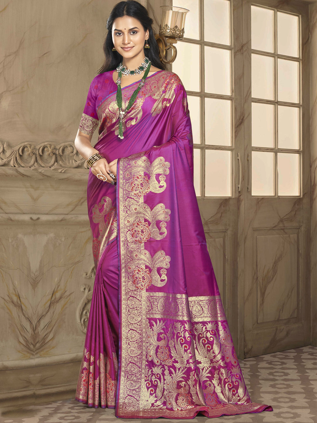 Magenta Pink Silk Saree