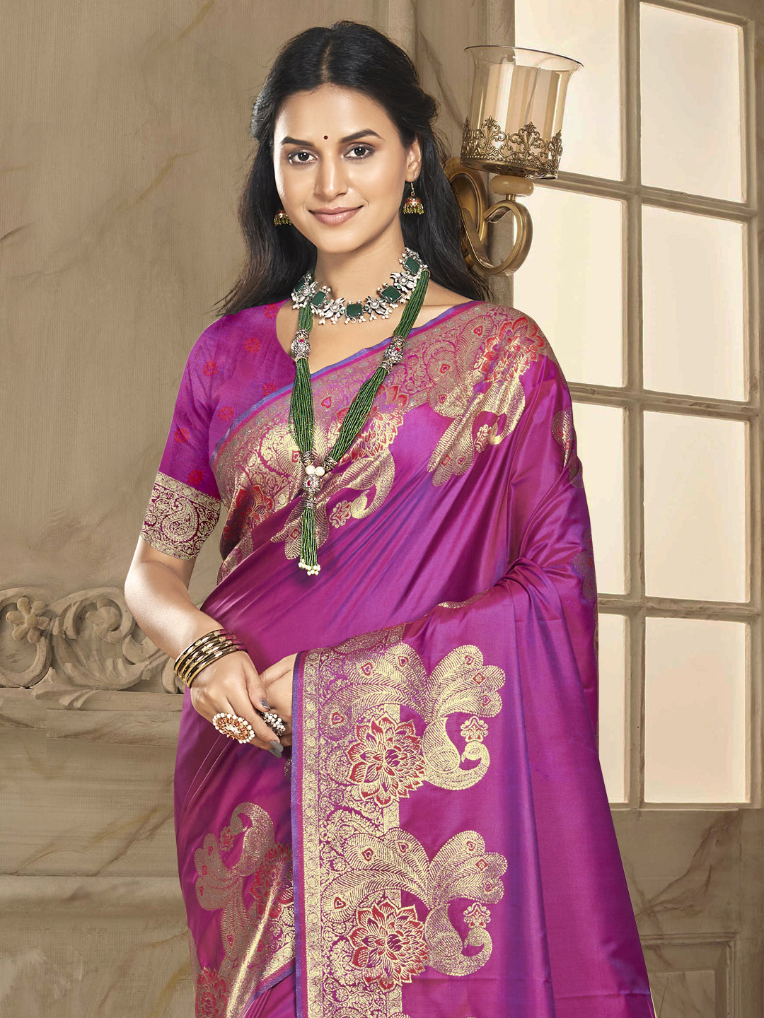 Magenta Pink Silk Saree