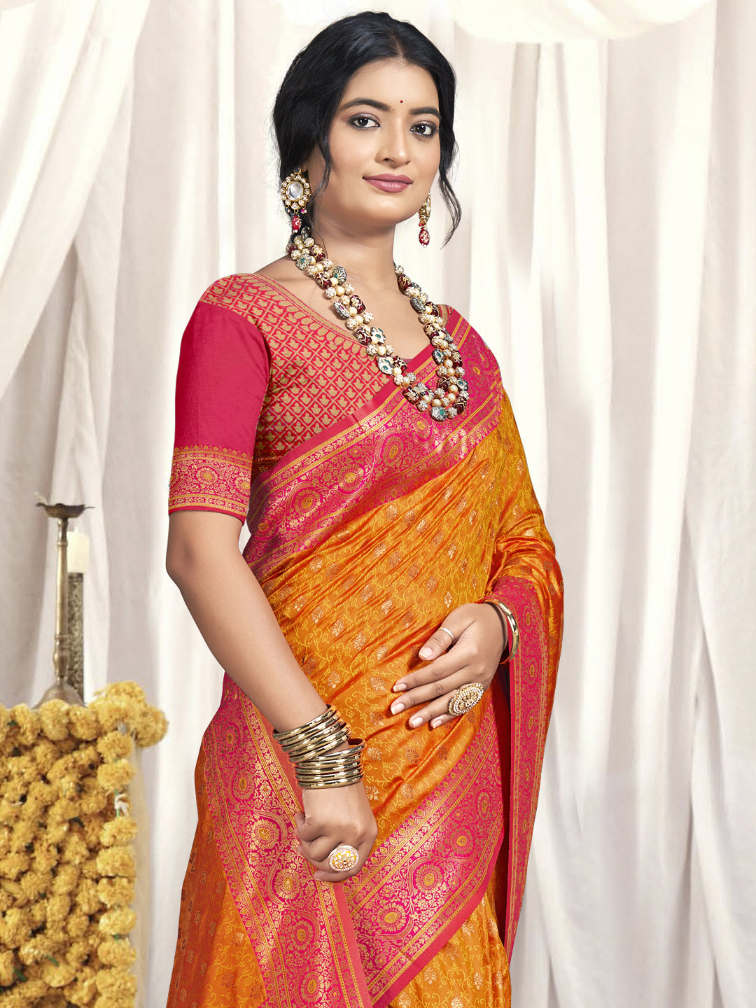 Orange Silk Saree