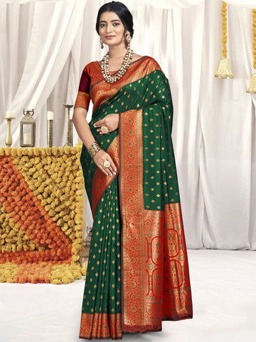 Dark Green Silk Saree