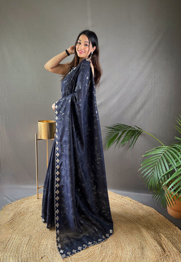 Navy Blue Silk Saree