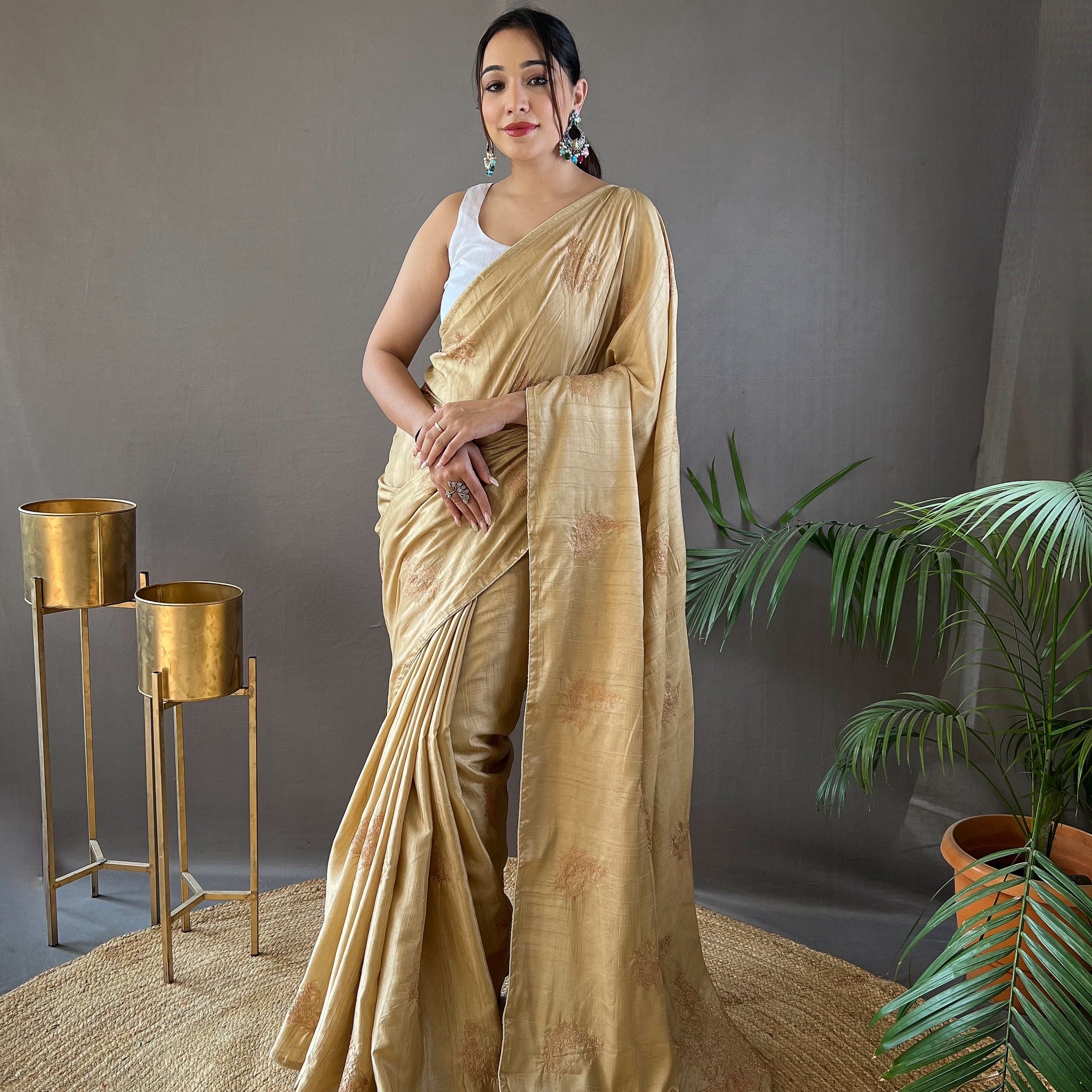 Cream Soft Silk Saree