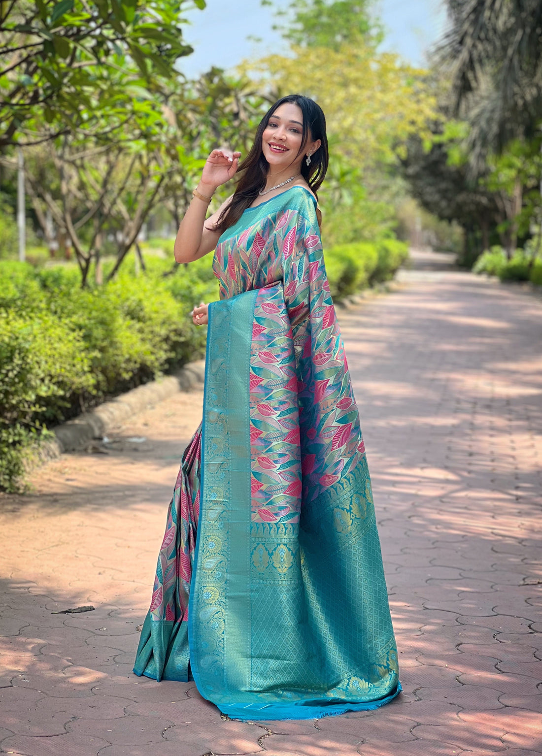 Firozi Kanchi Pattu Silk Saree