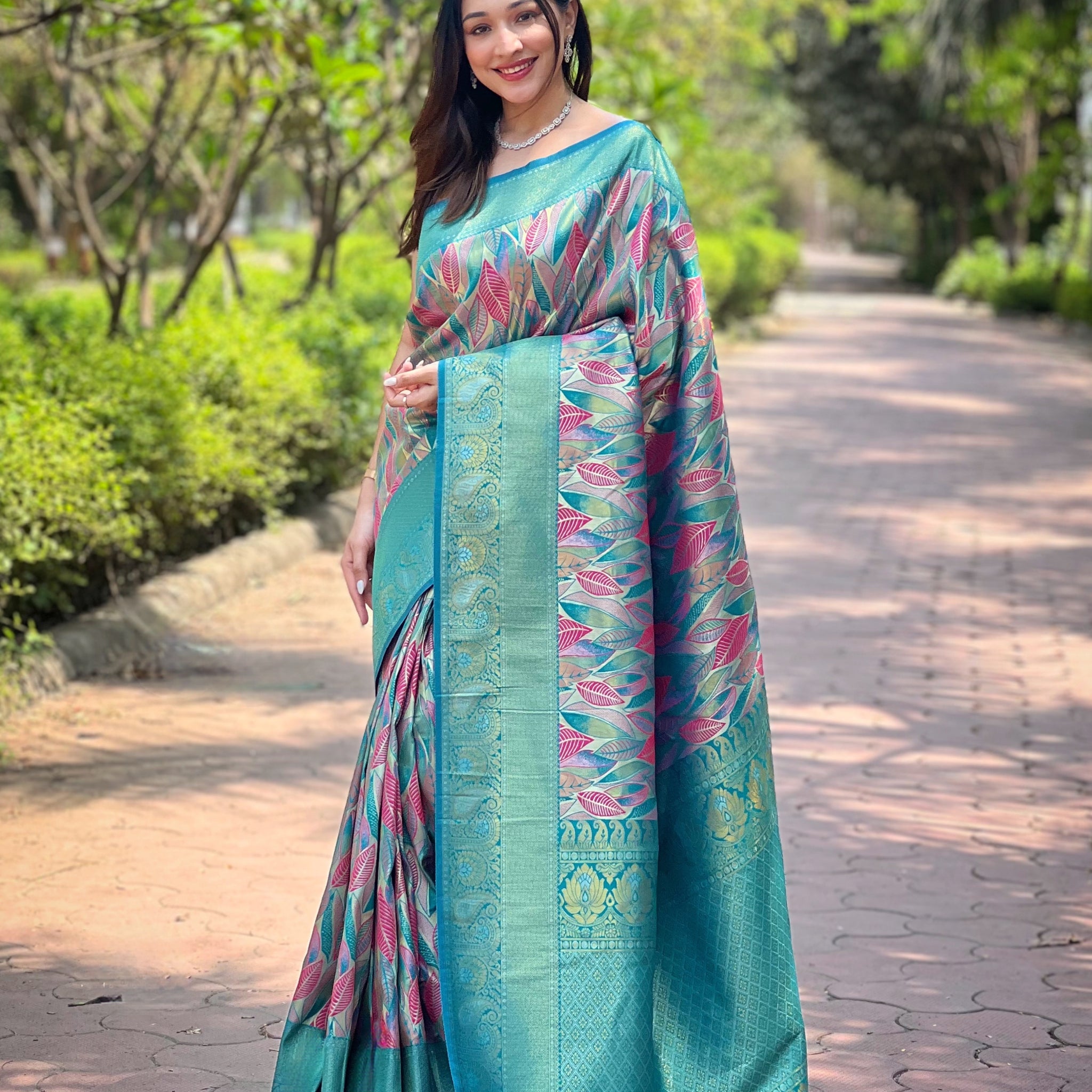 Firozi Kanchi Pattu Silk Saree