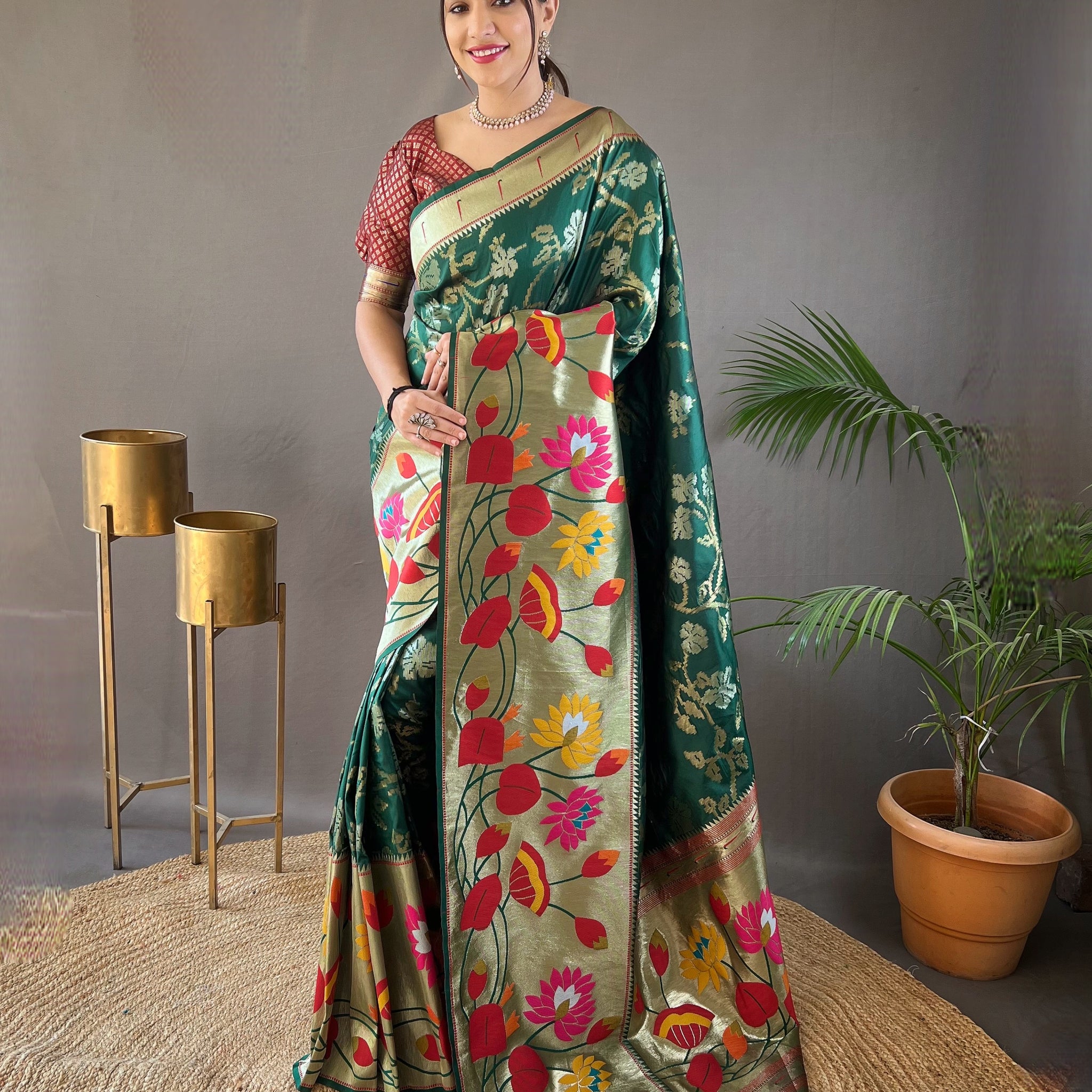 Green Paithani Silk Saree