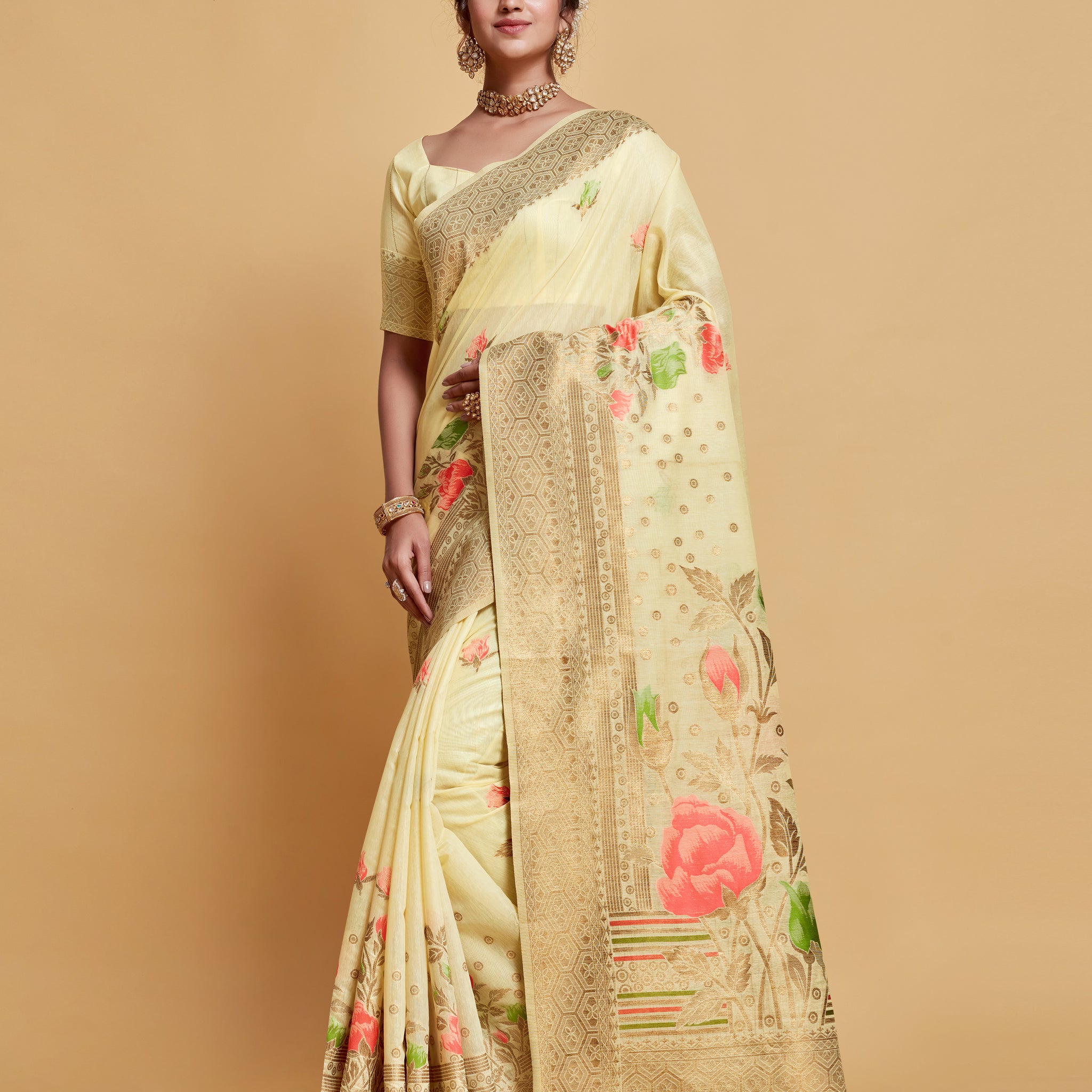 Off White Soft Cotton Saree