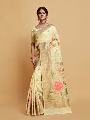 Off White Soft Cotton Saree