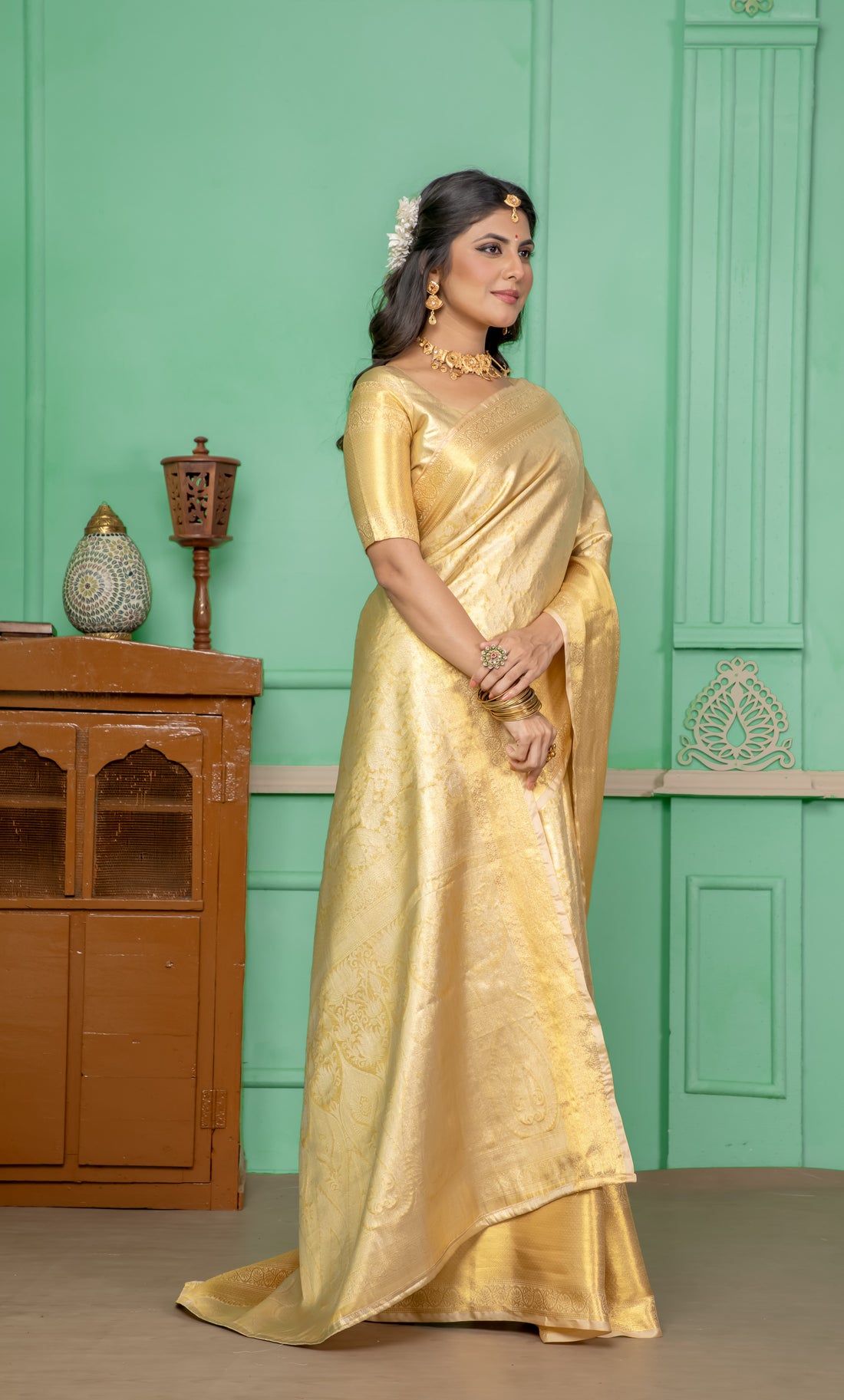 Gold Kanjivaram Silk Saree