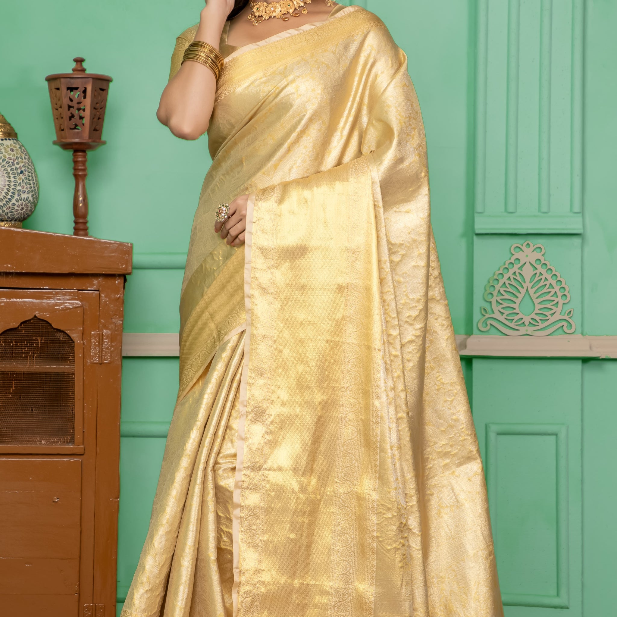 Gold Kanjivaram Silk Saree