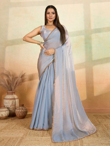 Aqua Blue Georgette Saree