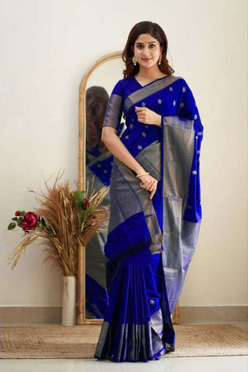 Royal Blue Soft Litchi Silk Saree