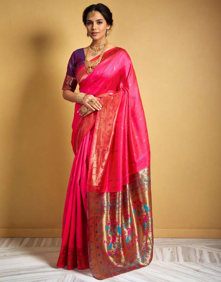 Magenta Pink Paithani Silk Saree