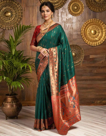 Green Paithani Silk Saree