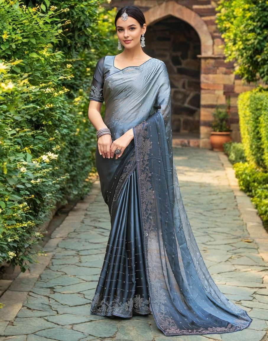 Grey Rangoli Silk Saree