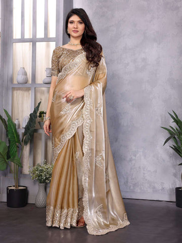 Golden Simmer Chiffon Saree