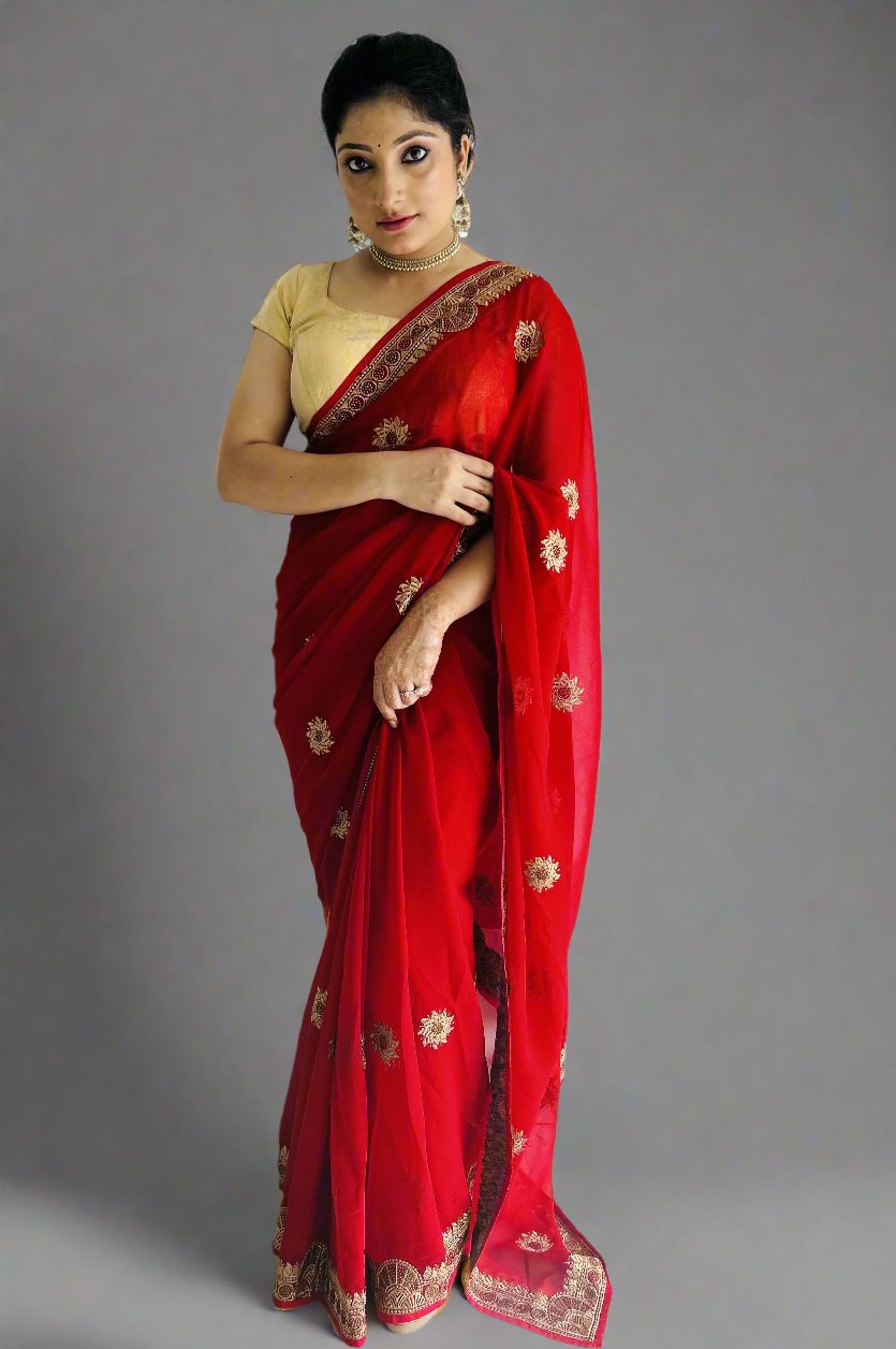 Red Georgette Saree