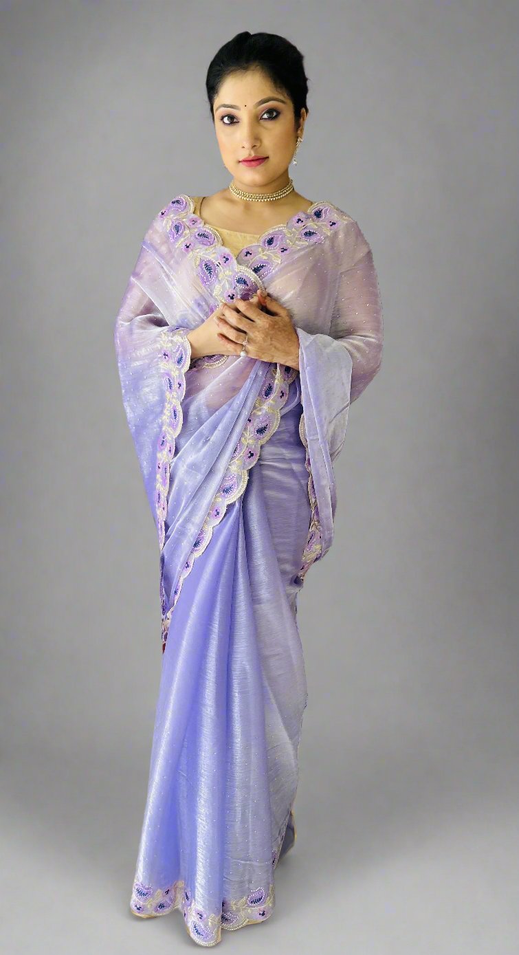 Lavender Burbary Silk Saree