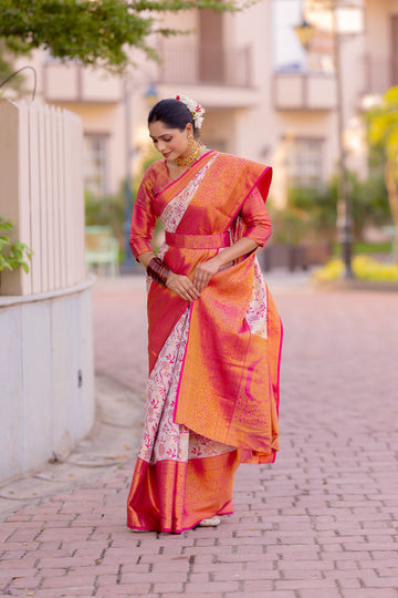 Off White Kanjivaram Silk Saree