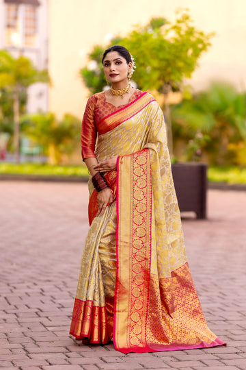 Cream Tissue Saree