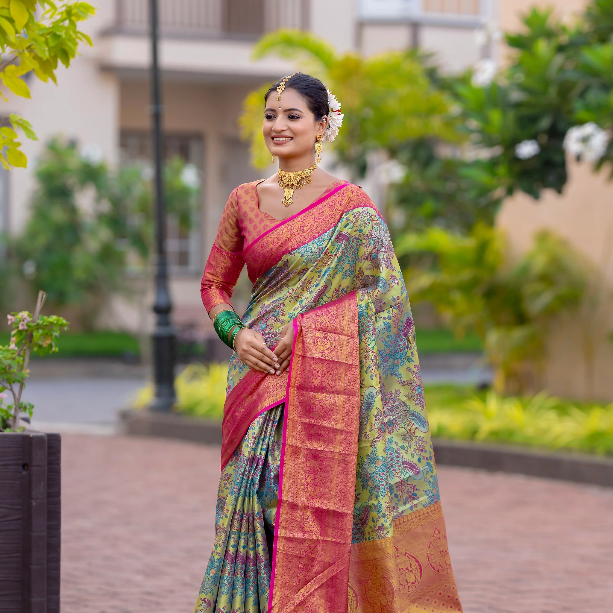 Light Green Kanjivaram Silk Saree