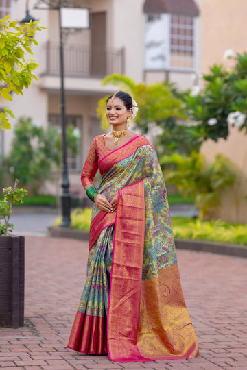 Light Green Kanjivaram Silk Saree