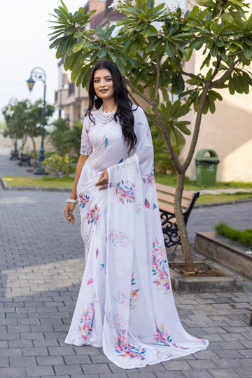 White Chiffon Saree