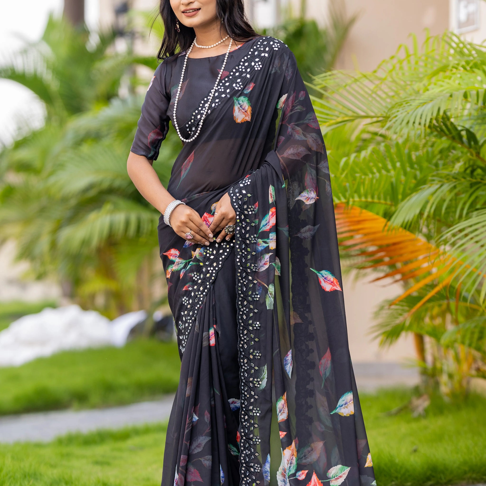 Black Chiffon Saree