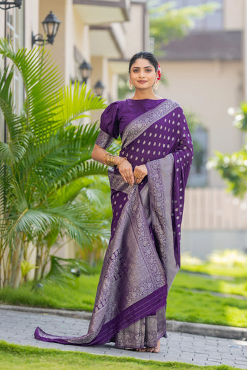 Purple Banarasi Georgette Saree