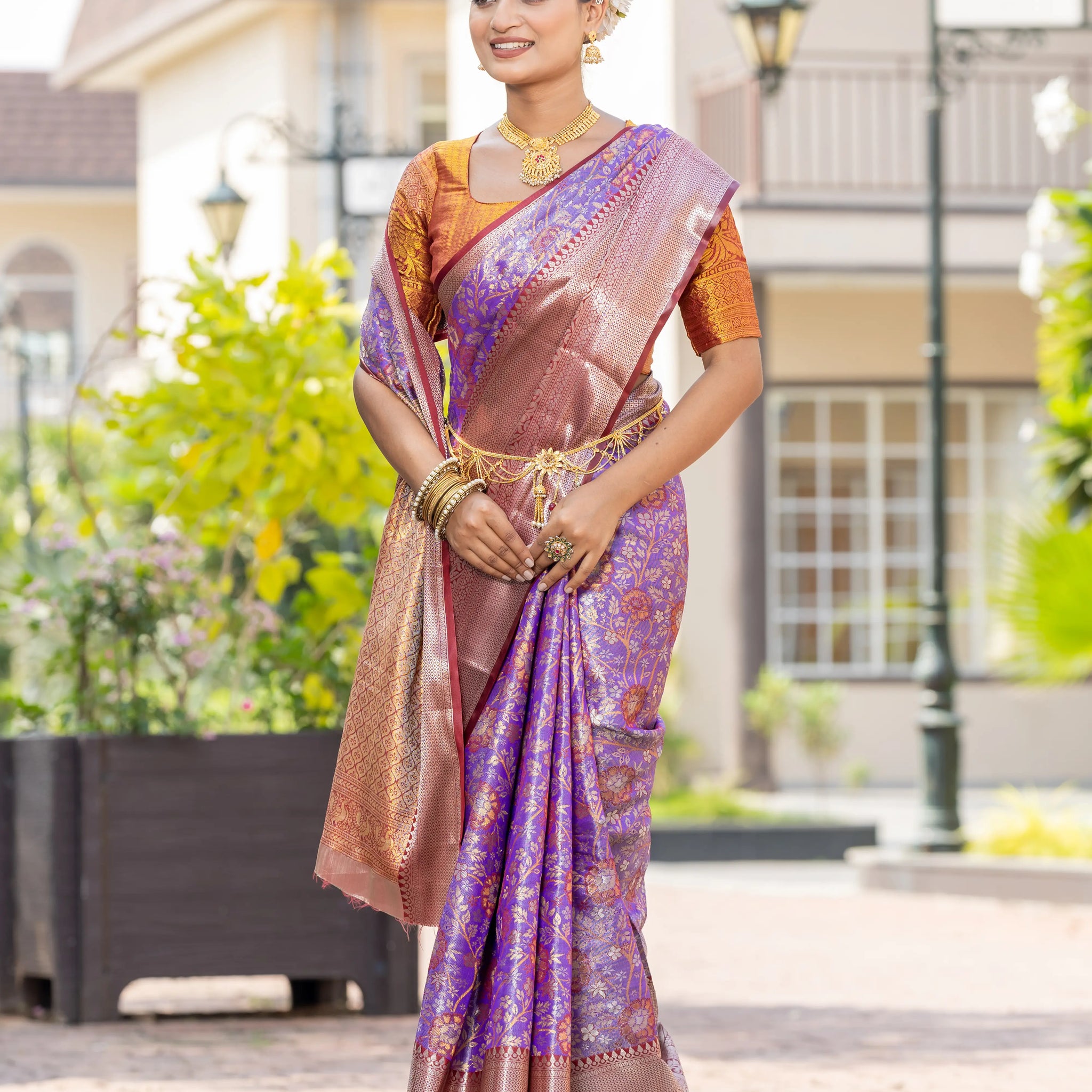 Purple Kanjivaram Silk Saree