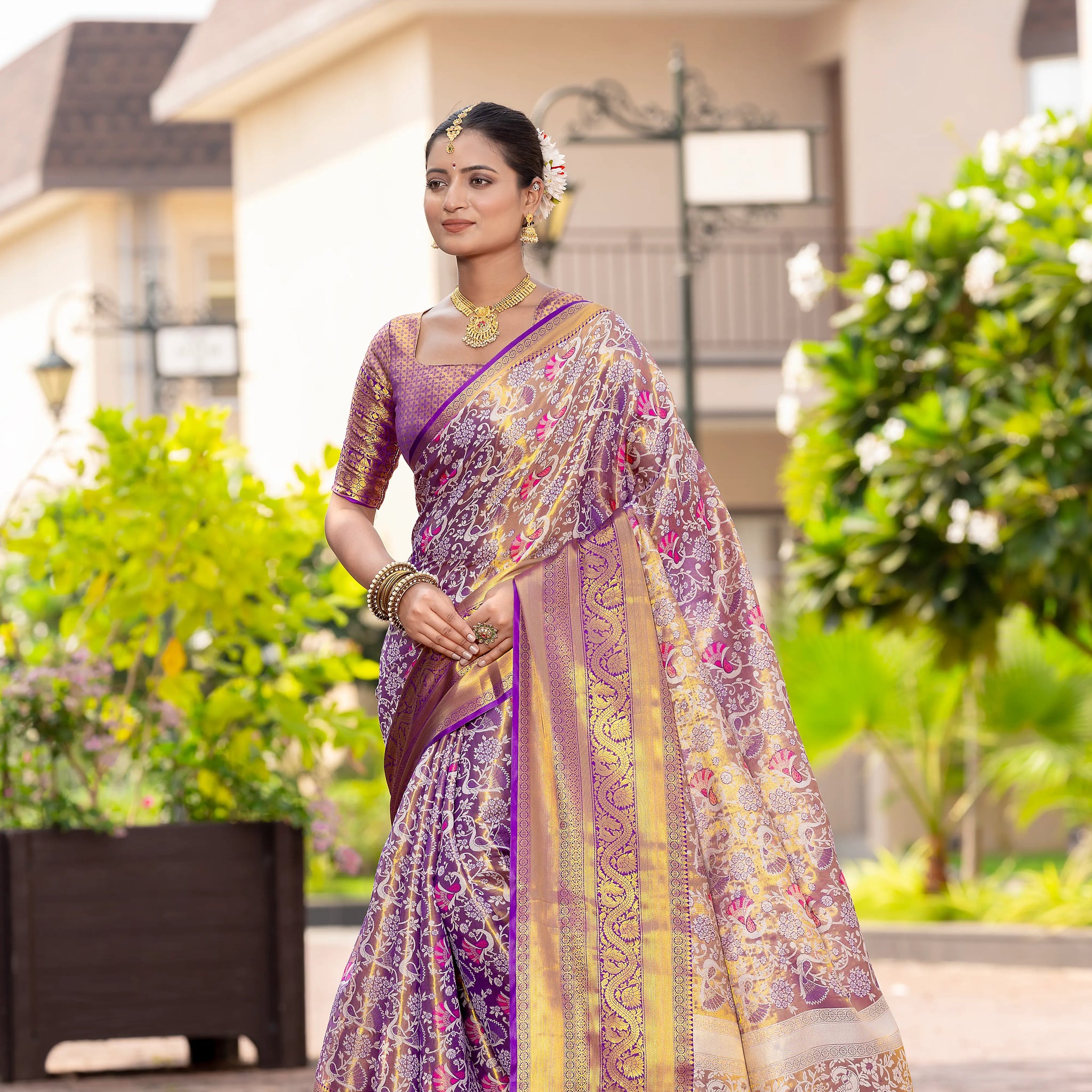 Purple Kanjivaram Silk Saree