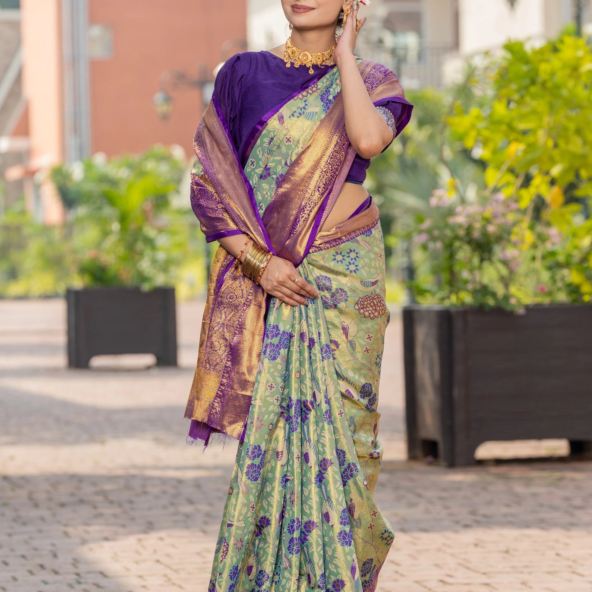 Light Green Kanjivaram Silk Saree