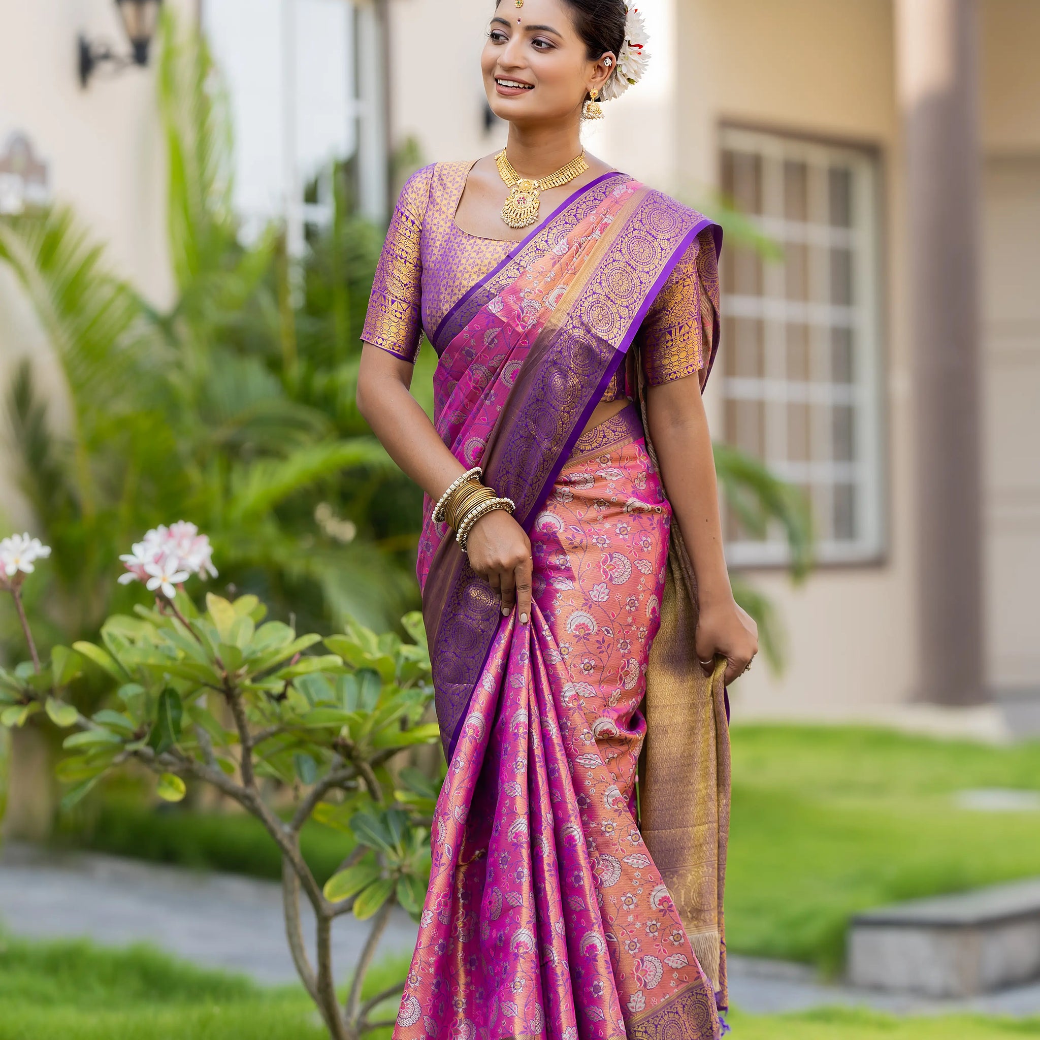 Purple Kanjivaram Silk Saree