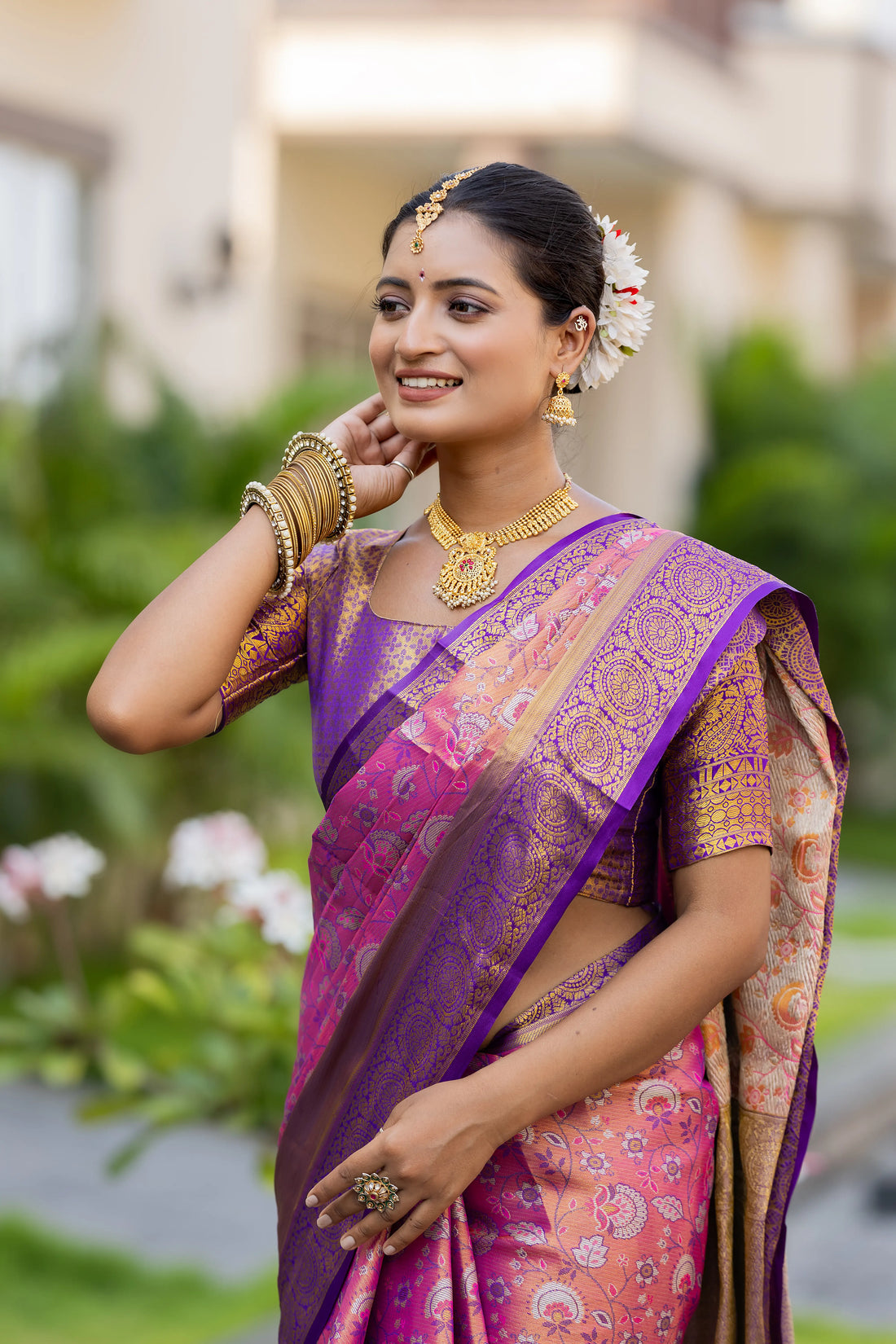 Purple Kanjivaram Silk Saree