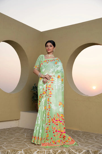 Light Green Soft Cotton Saree