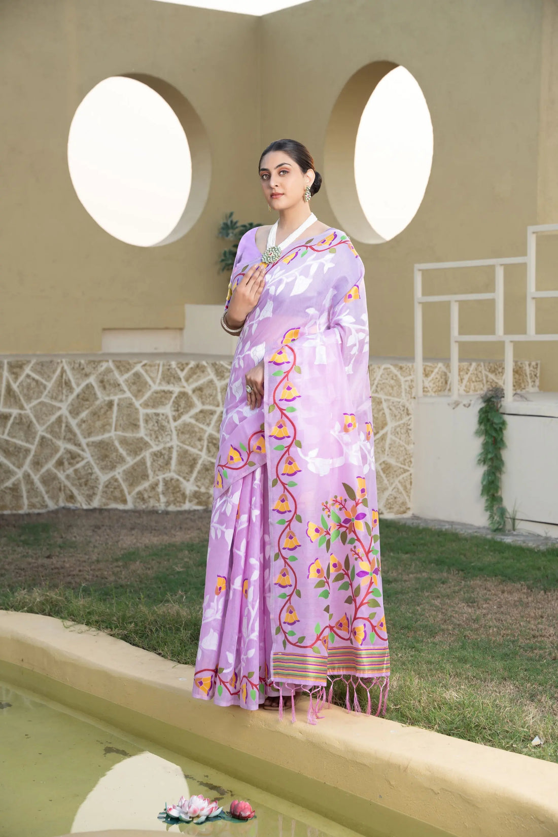 Lavender Soft Cotton Saree