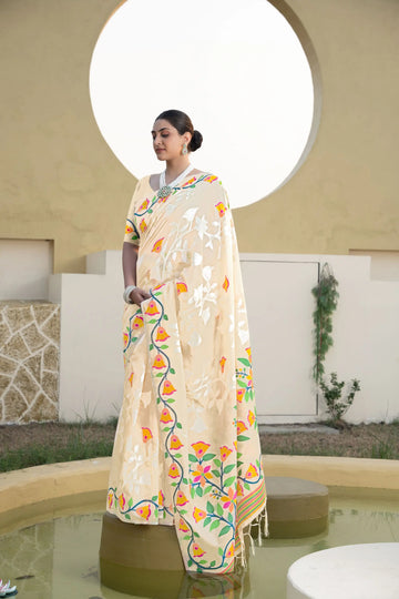 Off White Soft Cotton Saree