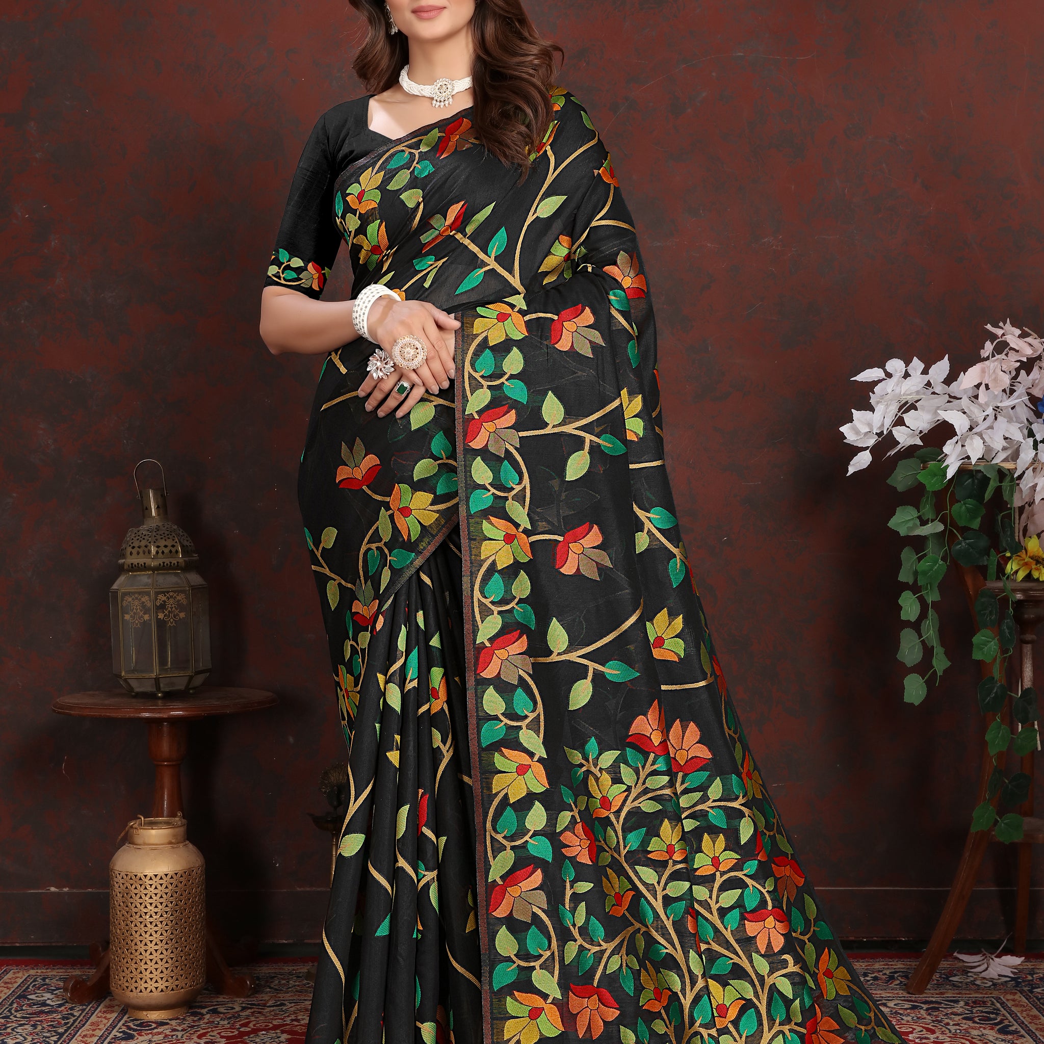 Black Soft Cotton Saree