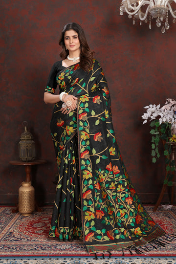 Black Soft Cotton Saree