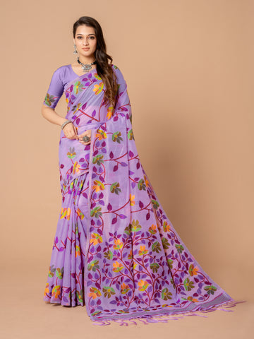 Lavender Soft Cotton Saree